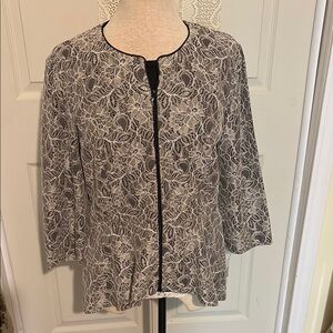 Elegant “Alex” Lace Jacket with Black Trim Sz L